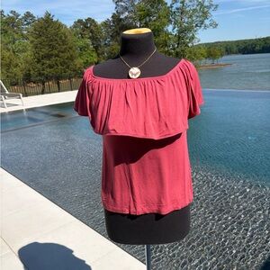 Abercrombie Off Shoulder Ruffle Top Y2K Pink Boho Small